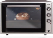 ICQN Vrijstaande Oven - 60 Liter - Dubbel glas - Hetelucht - Geëmailleerde interieur - Rotisserie functie - Inclusief bakplaat set - Grijs