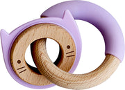 Little Rawr - Bijtspeelgoed - Bijtringen - Siliconen + Hout - Dieren - Paars