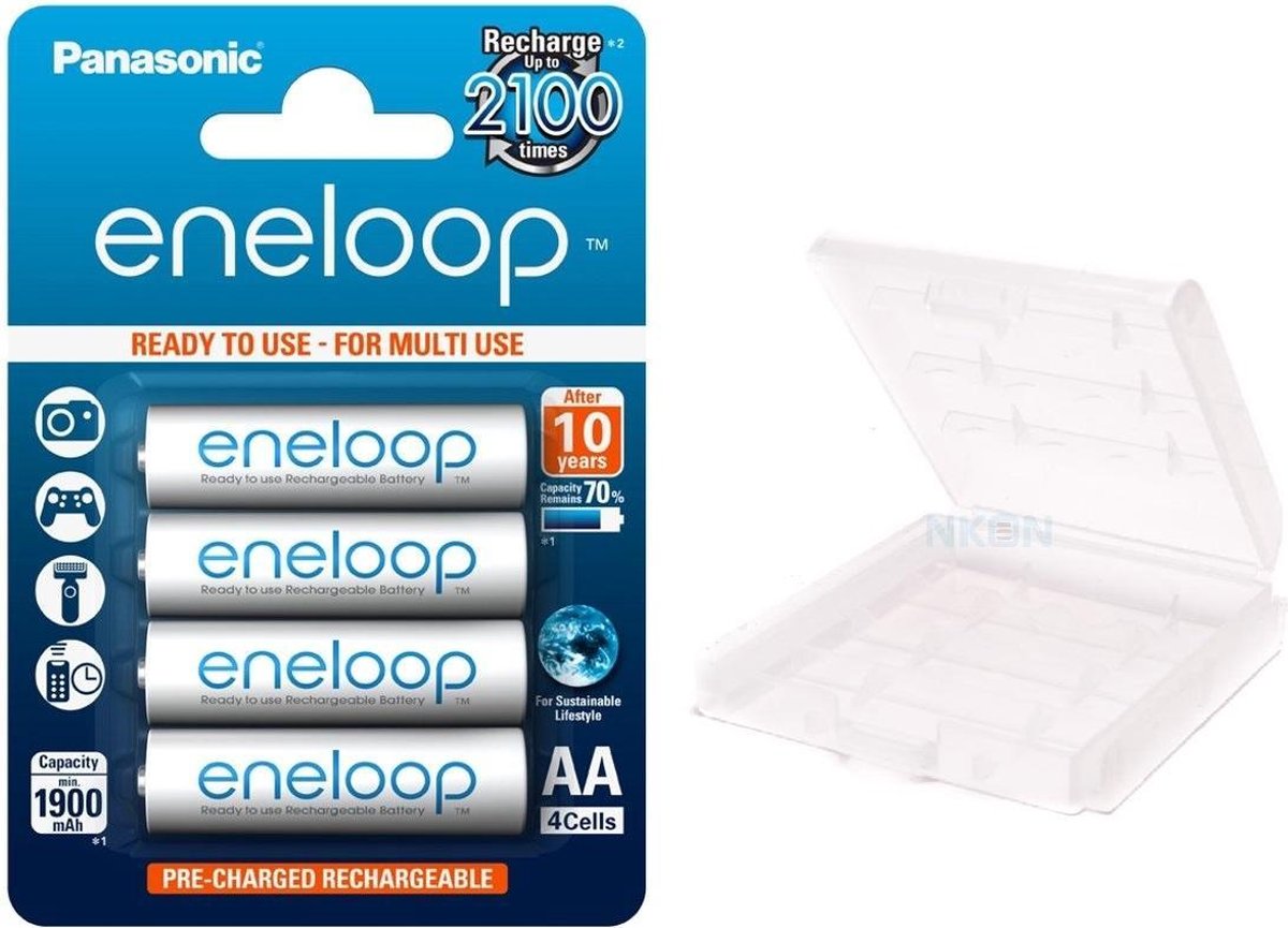 1x4 Panasonic Eneloop AA 1900 mAh + 1x Batterijendoosje