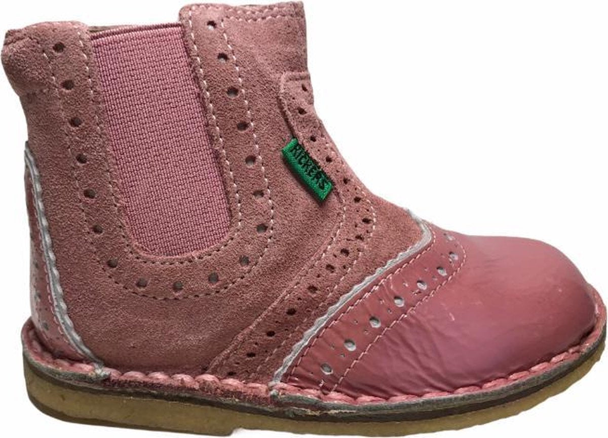 Kickers oxford elastiek rits kort laarsje Luke roze 18