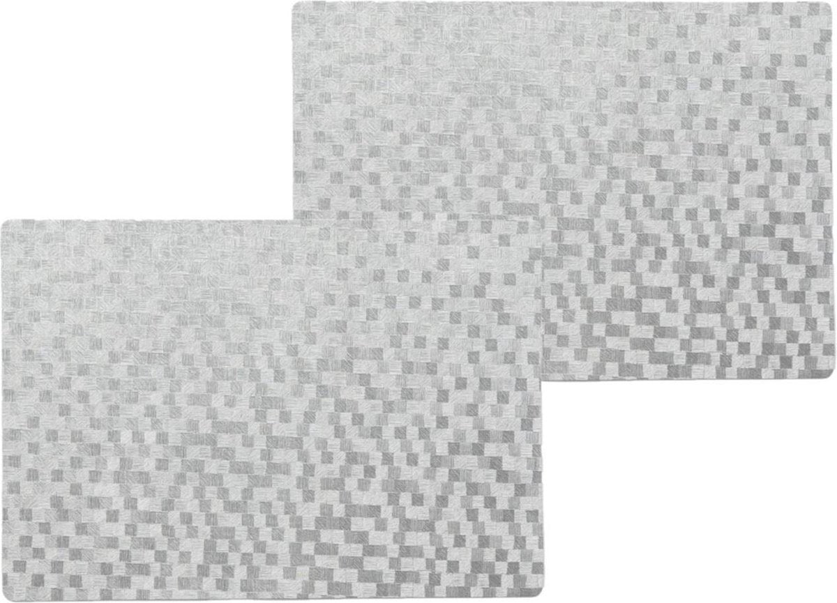 10x stuks stevige luxe Tafel placemats Stones zilver 30 x 43 cm - Met anti slip laag en Pu coating toplaag
