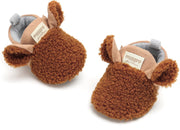 Schattige en warme Myggpp baby slofjes met anti slip zool bruin 0-6 mnd/11 cm