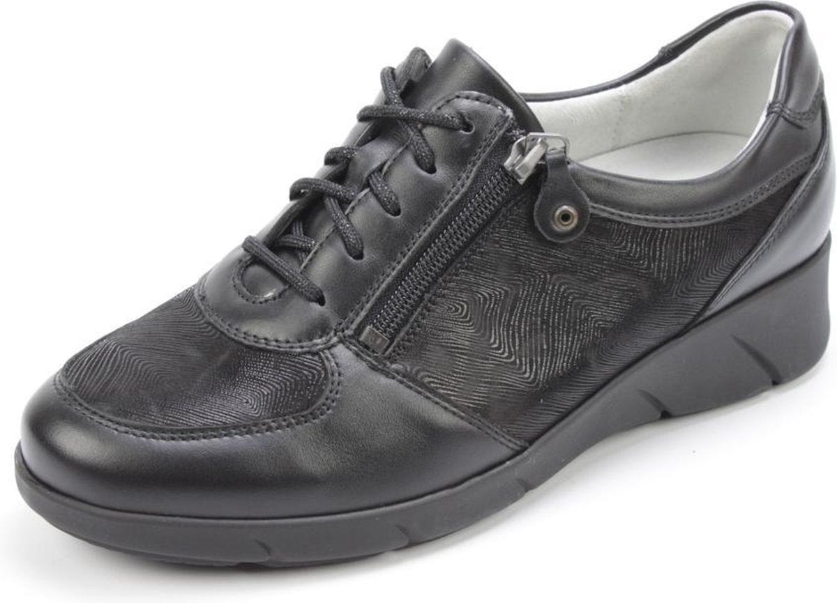 Waldläufer Dames Veterschoen 663001-300-001 Zwart - Kaina Wijdte K - Maat 4