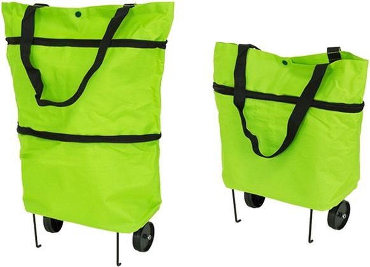 OPVOUWBARE BOODSCHAPPENTAS MET WIELTJES | HANDIGE BOODSCHAPPENKAR | 2 IN 1 BOODSCHAPPENTAS | VERSTELBARE BOODSCHAPPENTAS | MULTIFUNCTIONELE TAS