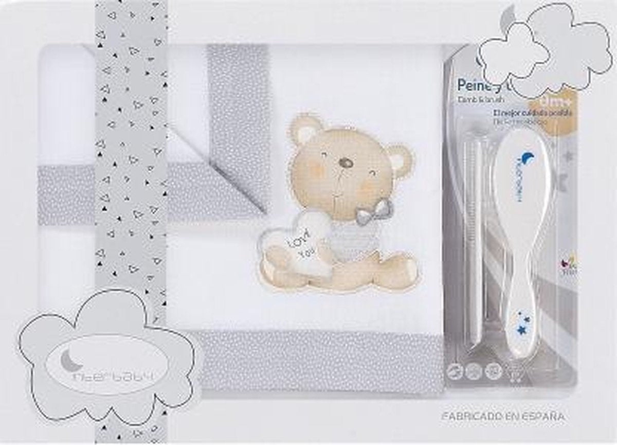 Interbaby Wieglakenset Love You Katoen Grijs/wit 4-delig