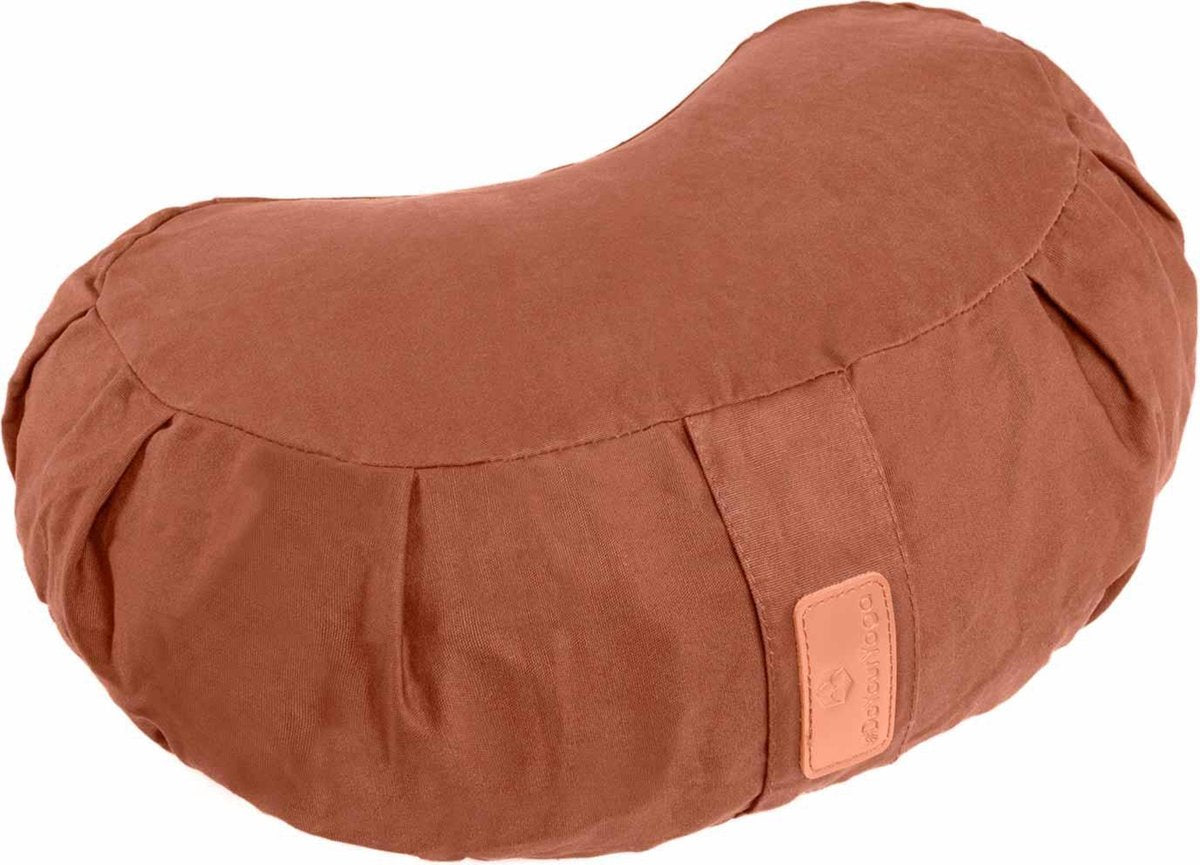 #DoYourYoga - Yoga kussen - »Ganesh« - halve maan meditatiekussen met bio-organische Spelt vulling - 45x30x14 cm - aardebruin