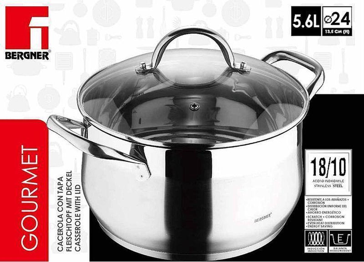 Bergner  RVS 18/10 kookpan 24cm - 56 liter