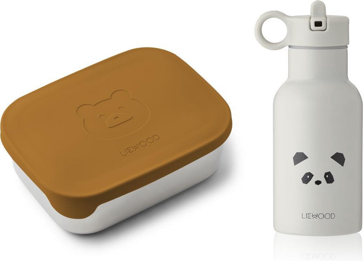 Liewood Joni Lunchbox Set Mr Bear Mustard / Panda Light Grey Mix
