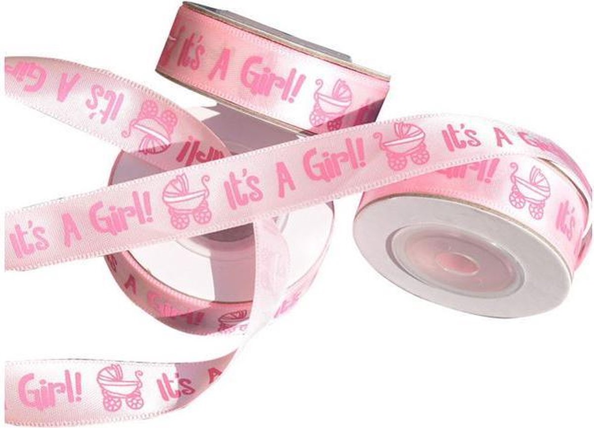 10 meter lint roze it's a girl - geboorte 1