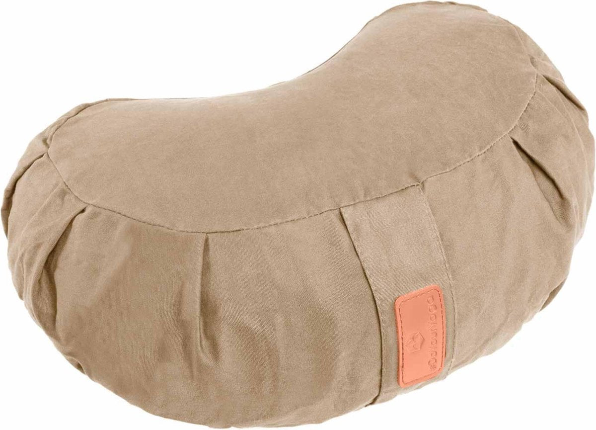 #DoYourYoga - Yoga kussen - »Ganesh« - halve maan meditatiekussen met bio-organische Spelt vulling - 45x30x14 cm - cement grijs
