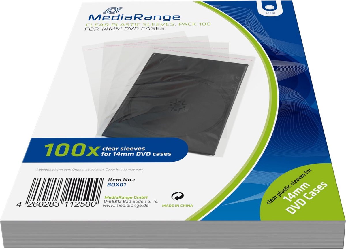 Plastic hoesjes voor DVD-Videoboxen 14mm 100 stuks