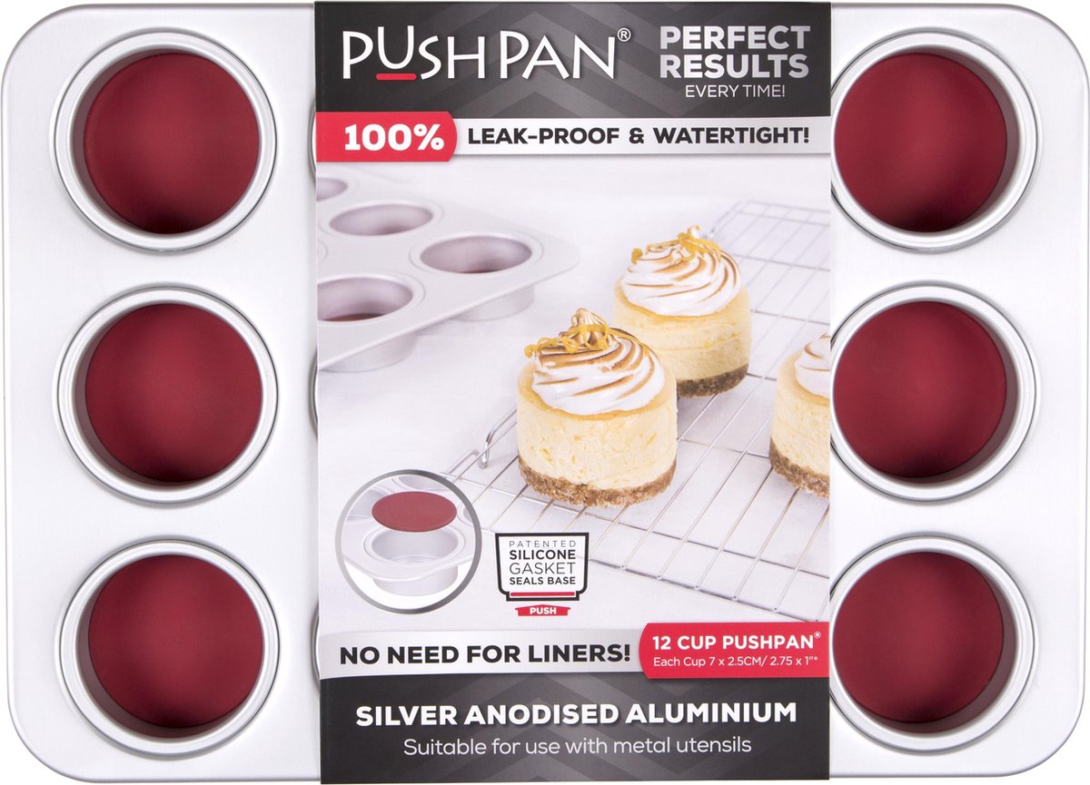 Wham PushPan Muffinvorm - Aluminium - Rechthoekig - 12 stuks
