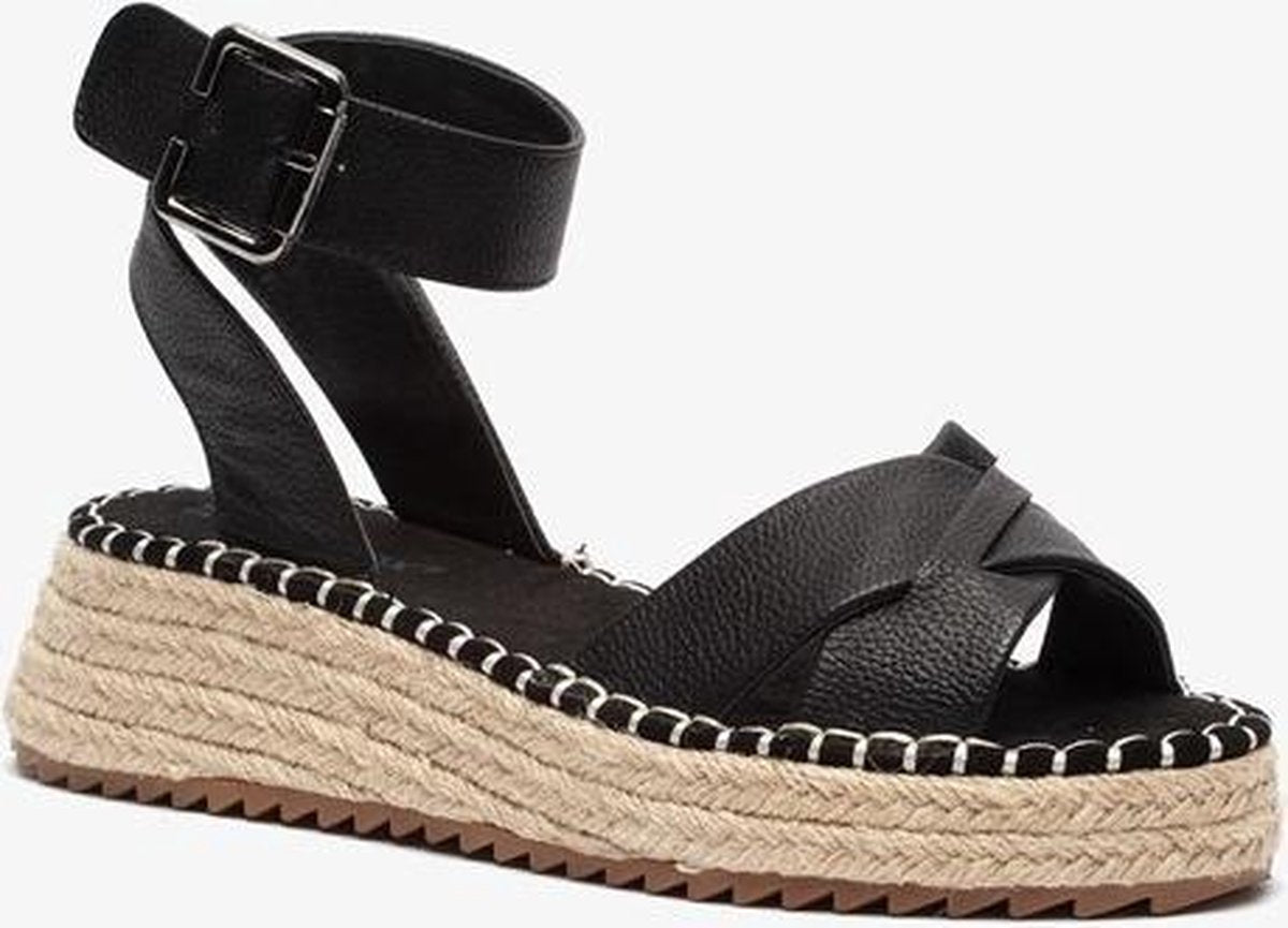 Blue Box dames espadrilles met sleehak - Zwart - Maat 40