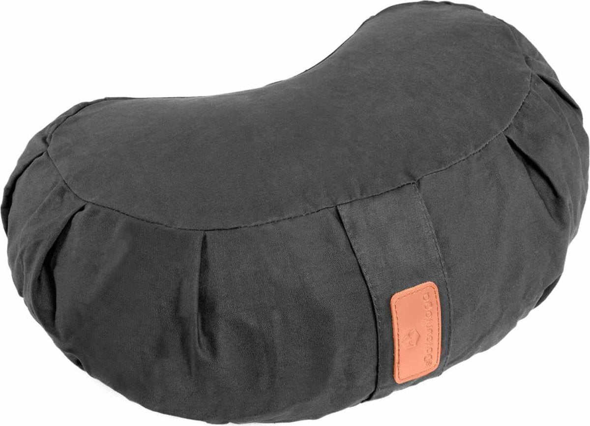 #DoYourYoga - Yoga kussen - »Ganesh« - halve maan meditatiekussen met bio-organische boekweit schalen vulling - 45x30x14 cm - zwart