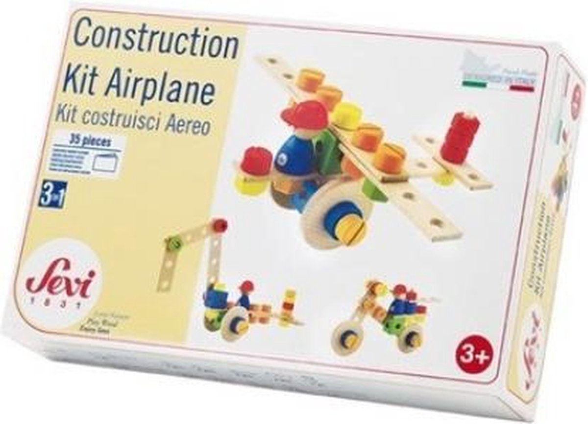 Sevi Constructie Set Vliegtuig Hout 35-delig