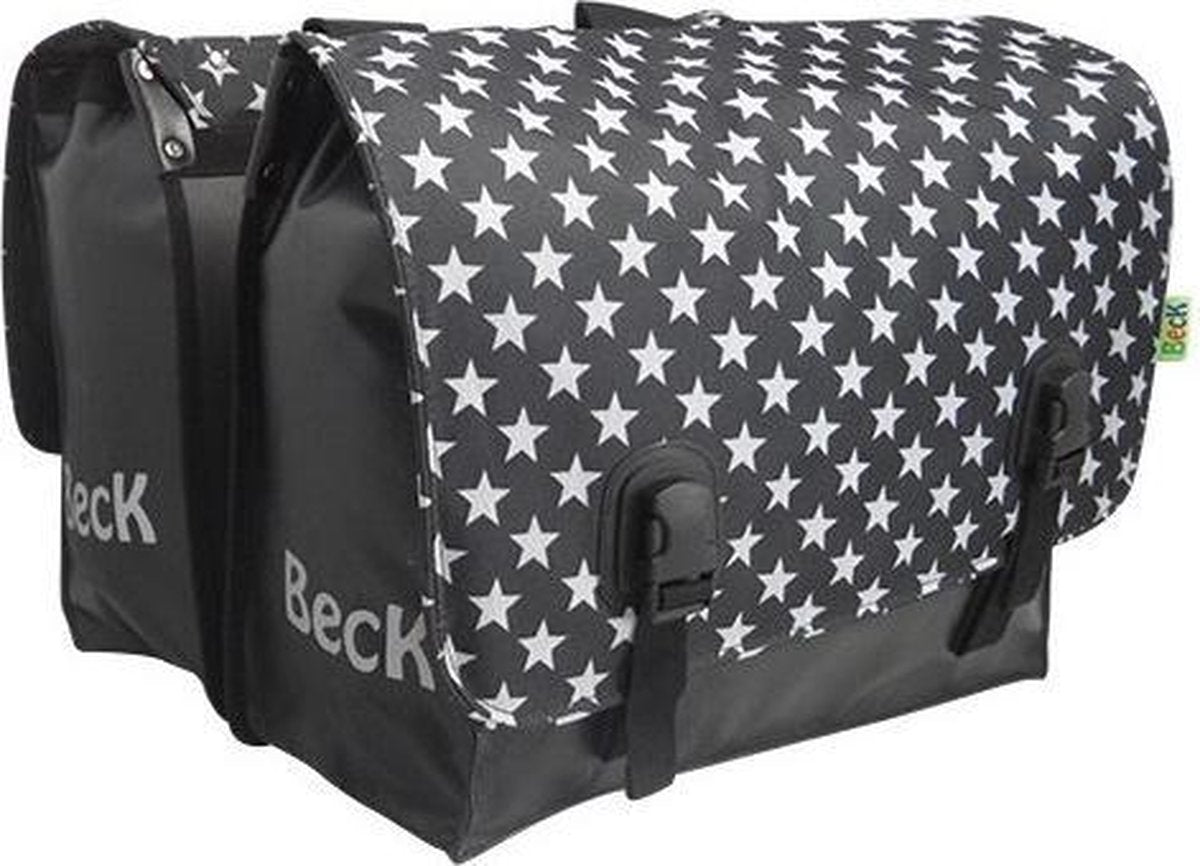 Beck Classic Stars Dubbele Fietstas Sterren 46 L Zwart/Wit