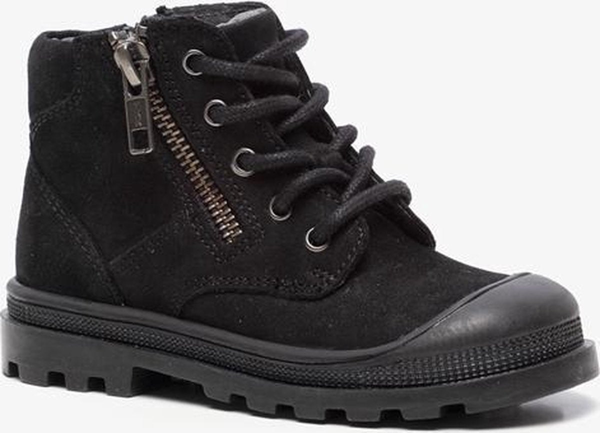 Groot leren jongens veterboots - Zwart - Maat 22