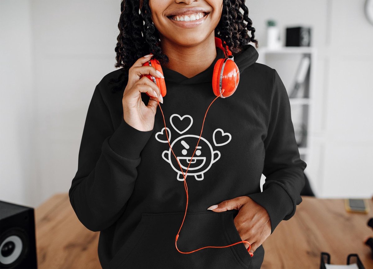 BTS BT21 Shooky Suga Hoodie vest met Capuchon Zwart | Army Bangtan Boys | Kdrama Koreaboo | Fan Merchandise Album | Unisex Maat XL