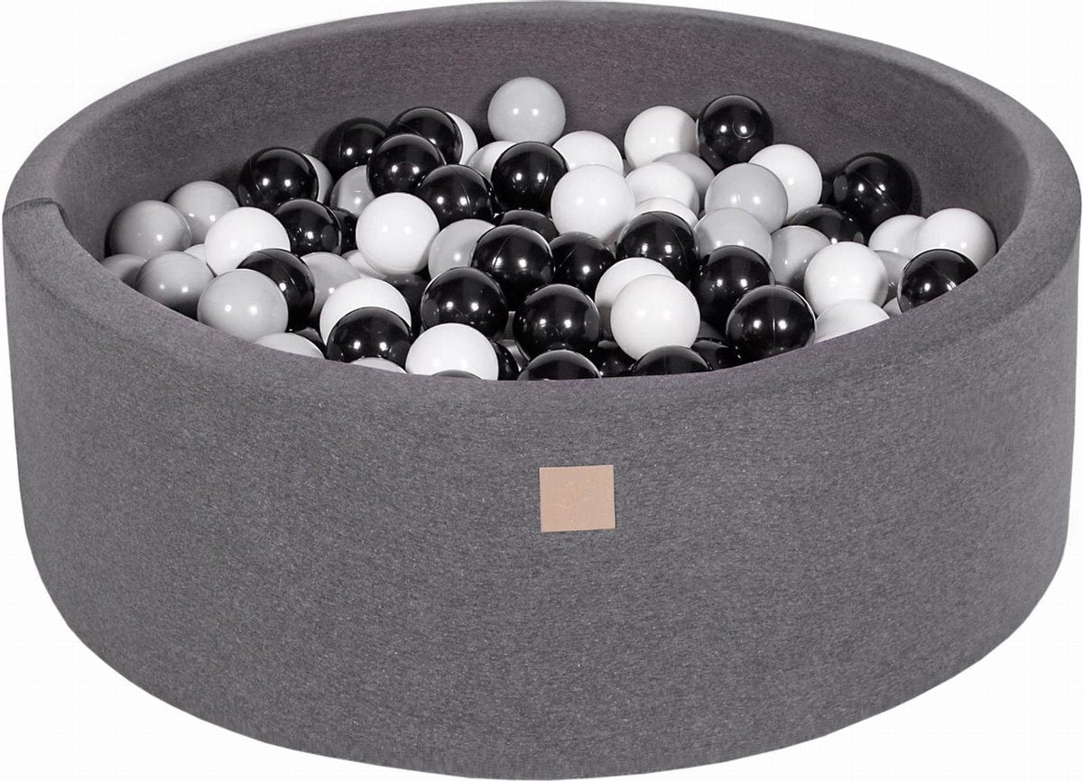 Ronde Ballenbak set incl 200 ballen 90x30cm - Donker Grijs: Zwart