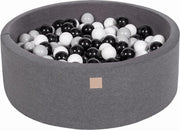 Ronde Ballenbak set incl 200 ballen 90x30cm - Donker Grijs: Zwart