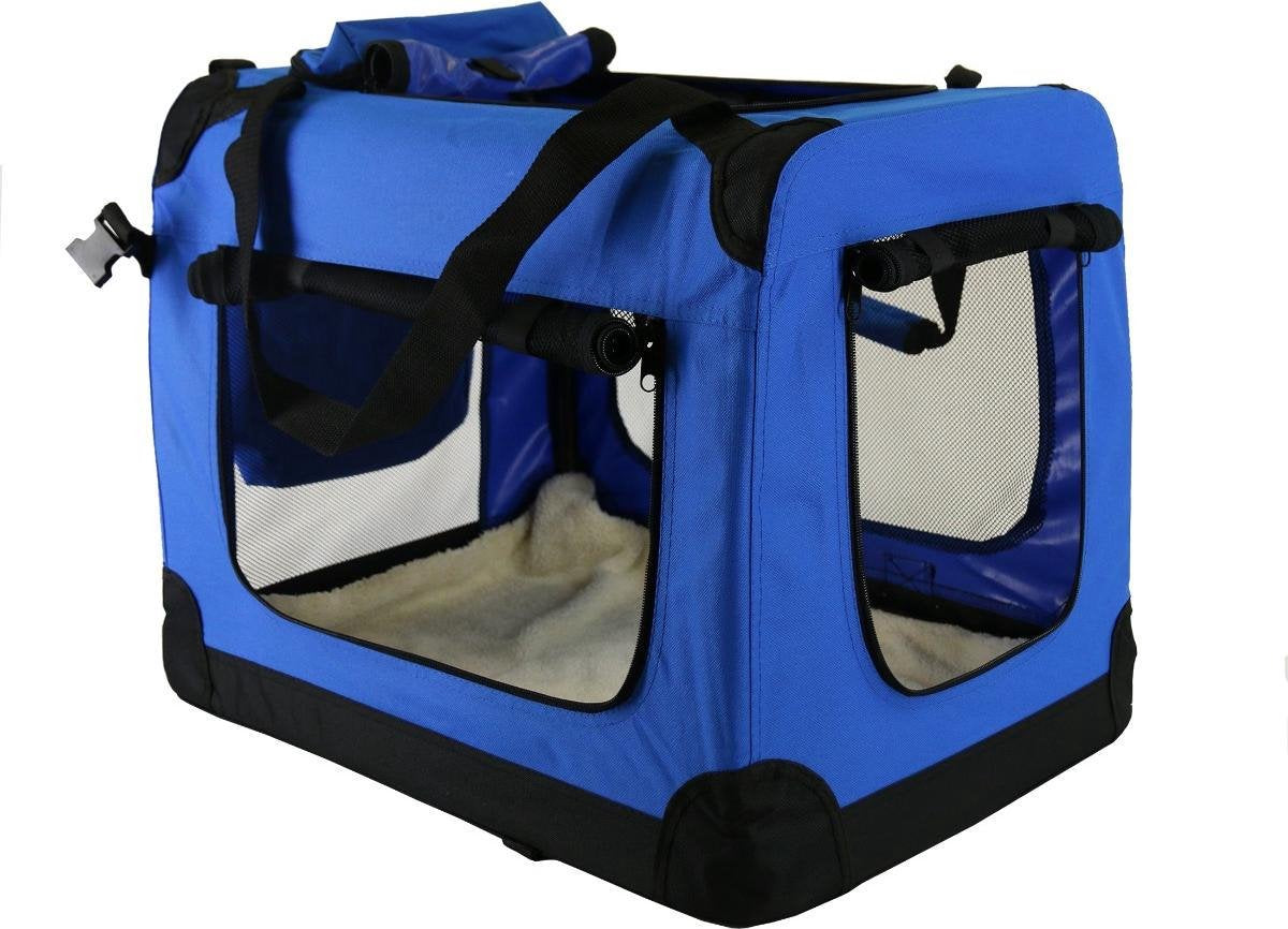 Topmast -  ReisBench - nylon - Bench - honden Bench - Large - Blauw - 70 x 52 x 52 cm - stoffen bench - vouwbench - Auto bench - Honden 10-18 kilo