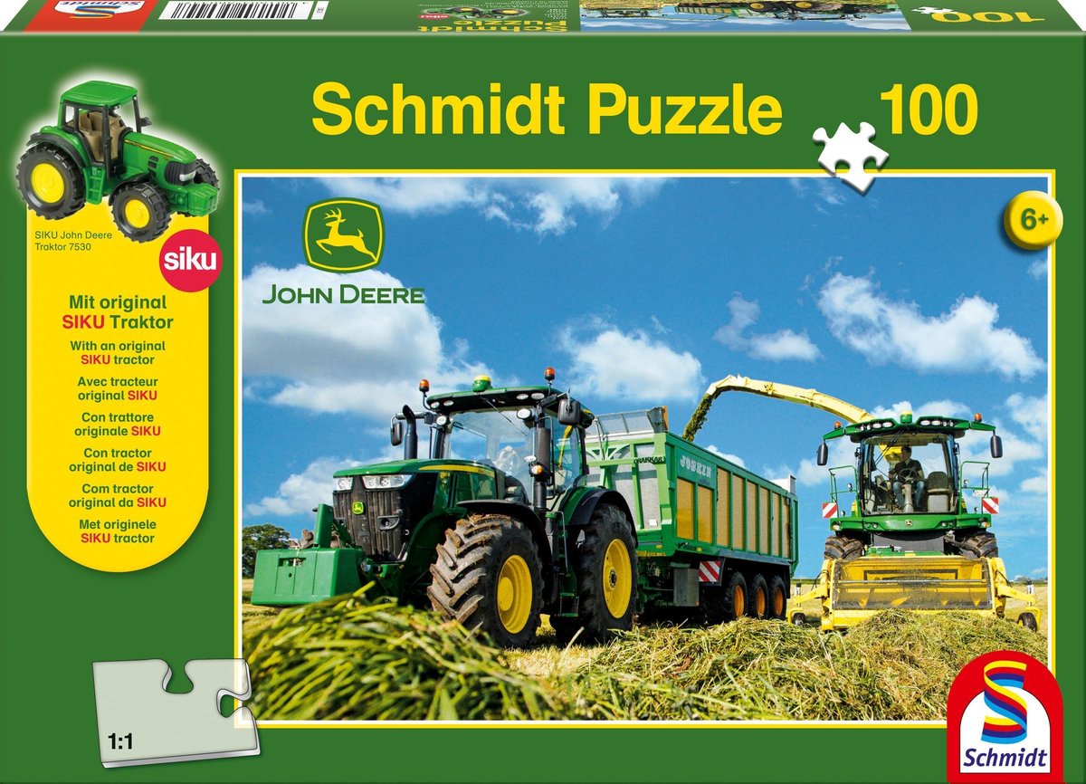 Schmidt puzzel Tractor 7310R met 8600i hakselaar - 100 stukjes - 6+