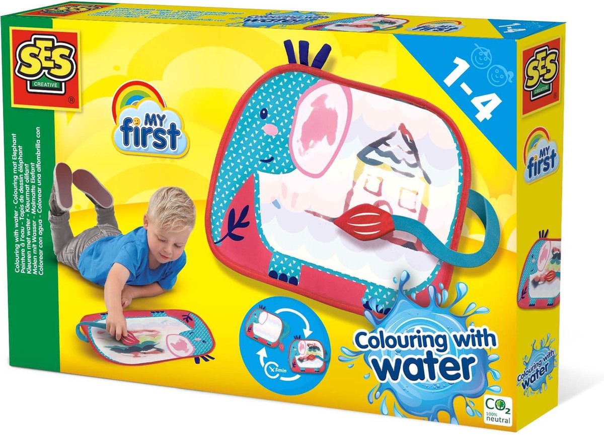Kleuren met water - Kleurmat olifant
