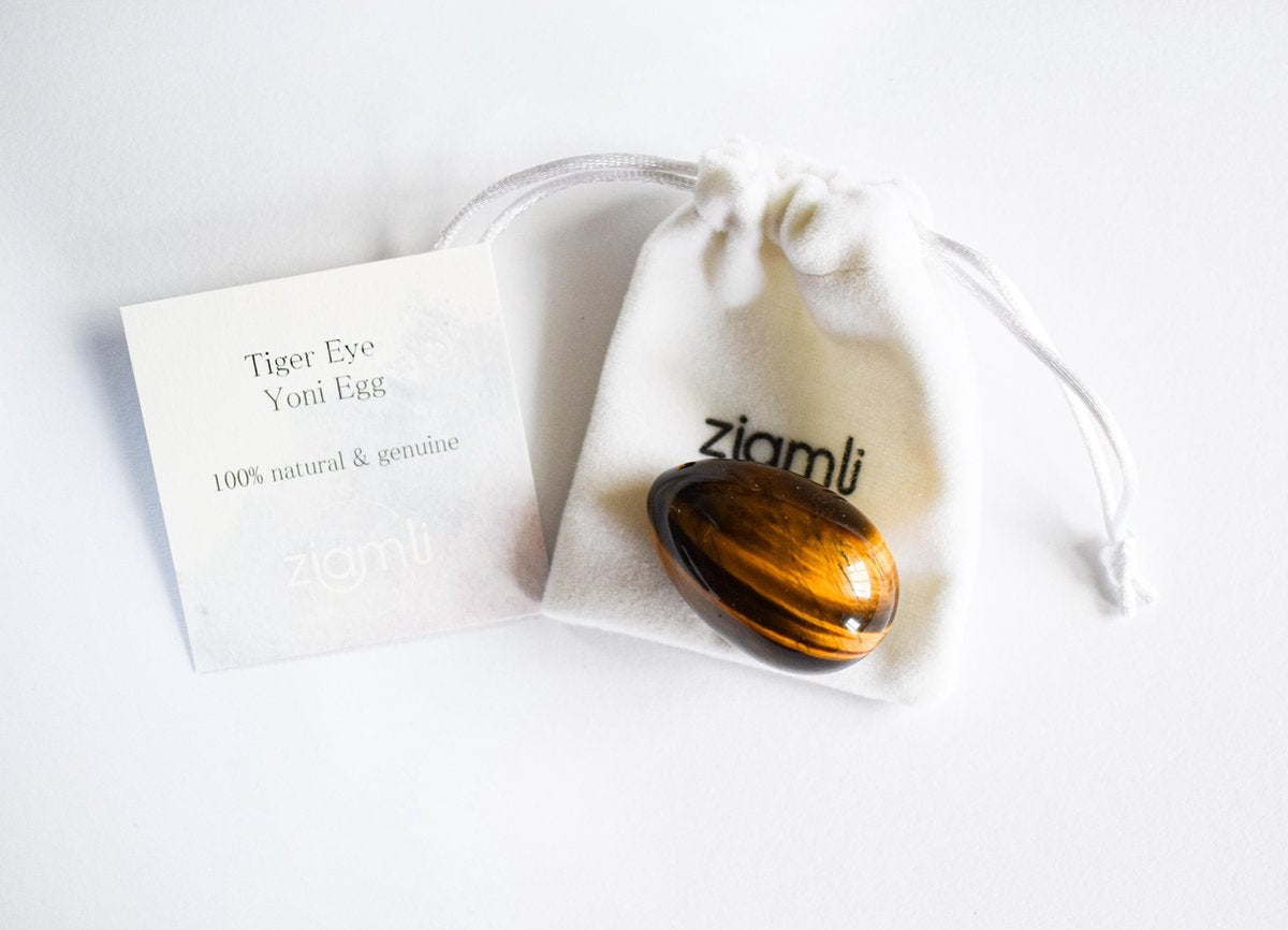 Ziamli yoni ei L (45*30 mm) - 100% tigeroog - Massage ei - Yoni egg tiger eye - Drilled