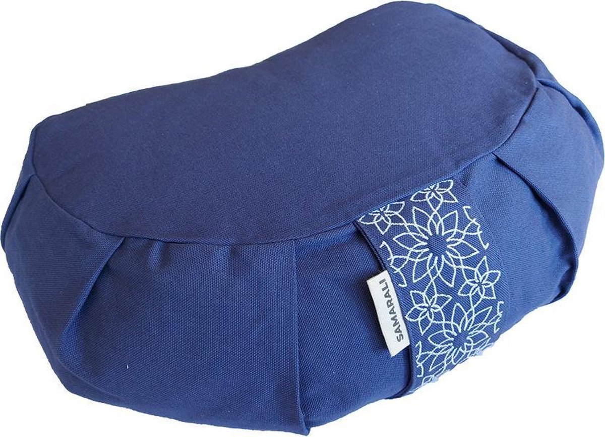 Samarali meditatiekussen crescent ( Blauw) - ethisch geproduceerd van 100% biologisch katoen (GOTS gecertificeerd)| 2lagen | 34 x 20 x 17 cm |Verkrijgbaar in 6 natuurlijke kleuren