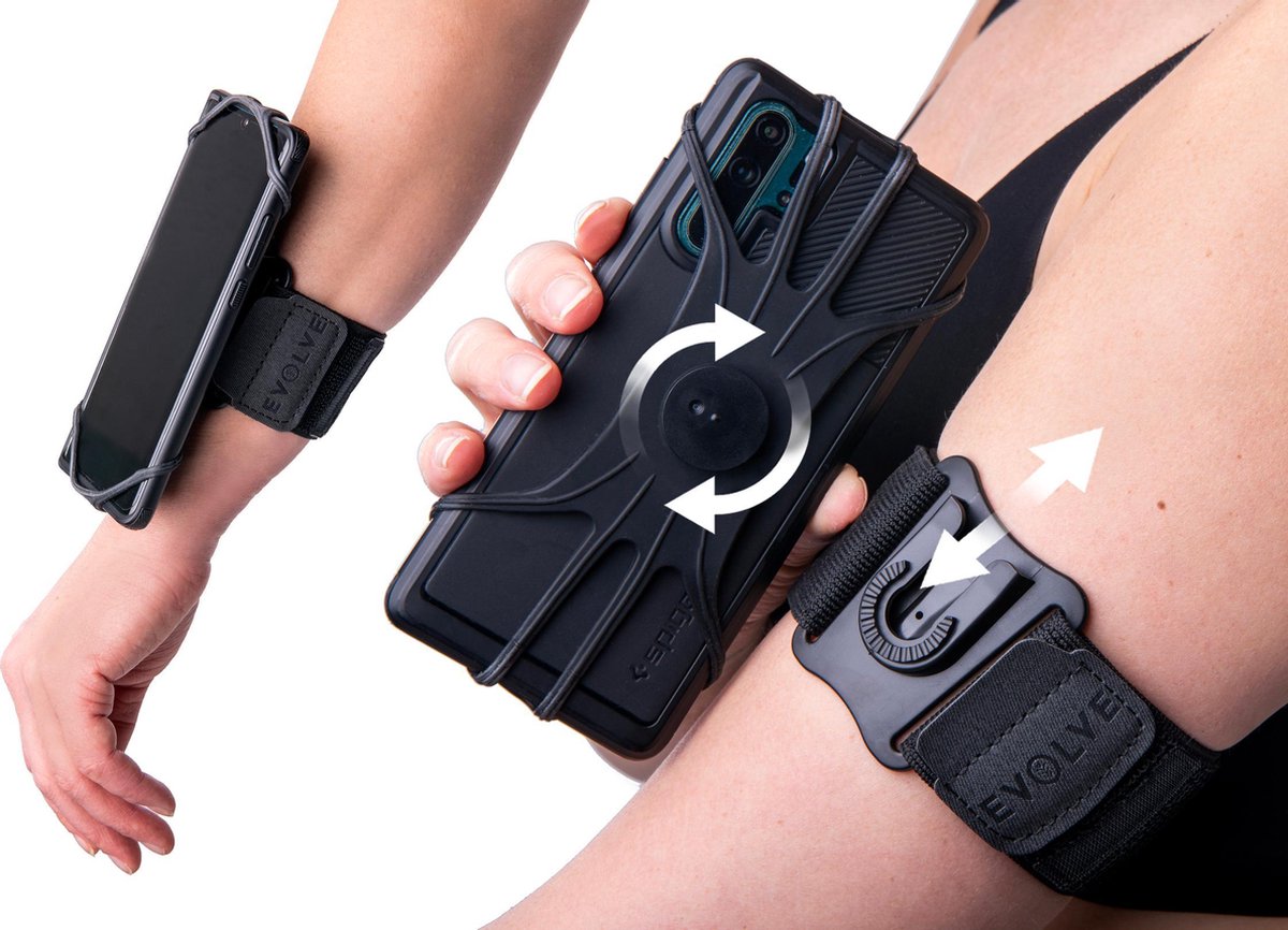 Fit Evolve® Hardloop telefoonhouder -  Sportarmband - Hardloop armband -  Uitneembare - 360 graden rotatie