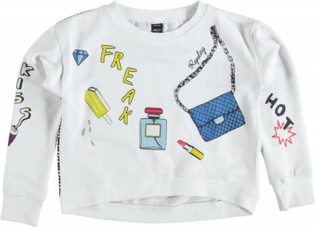 Replay witte loose fit sweater Maat - 128