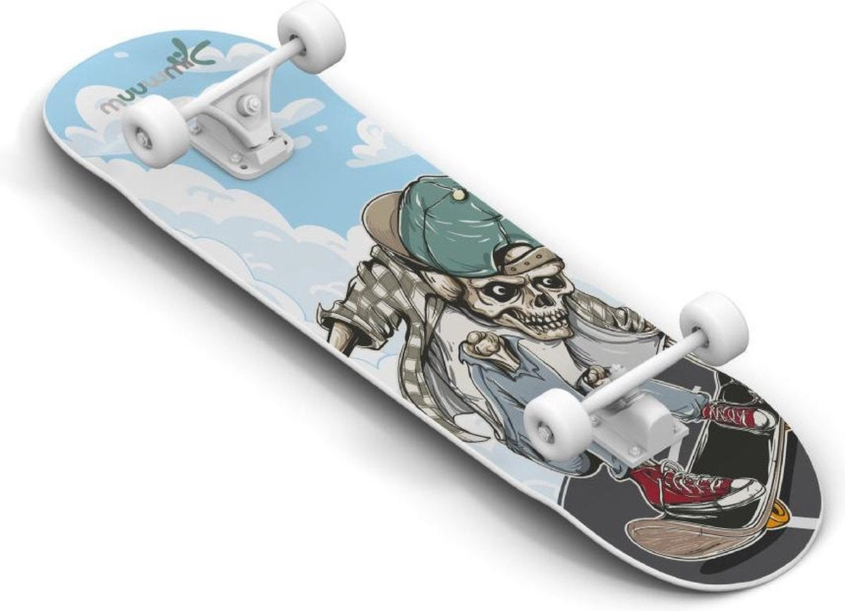 Skateboard Volwassenen/Kinderen/Jongens/Meisjes - Muuwmi - Skull Blauw/Zwart 20 x 79 - 31 inch