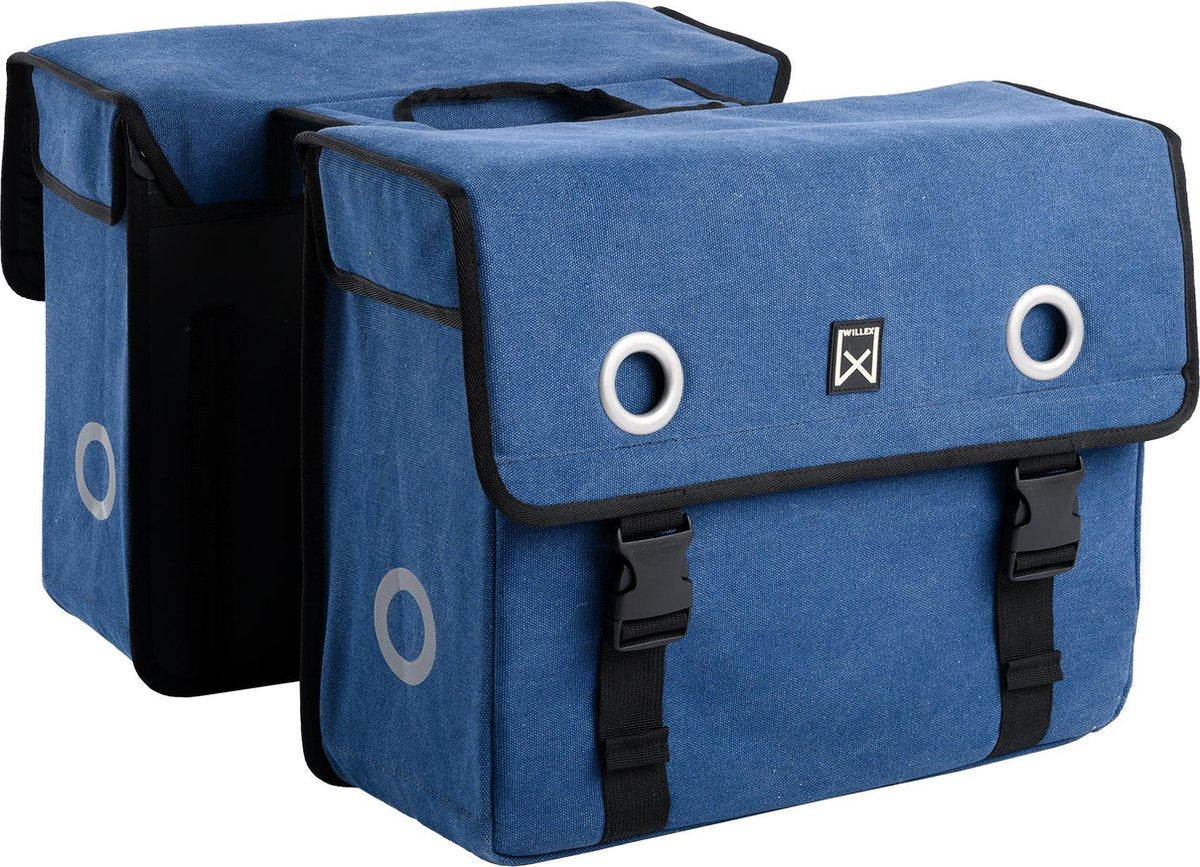 Willex Canvas Dubbele Fietstas - 30 Liter - Blauw