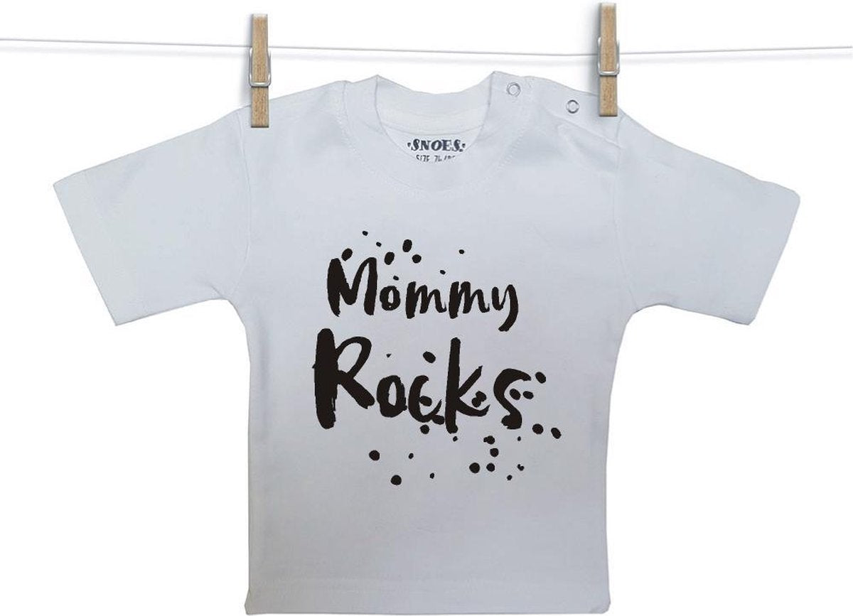 Baby Shirt wit korte mouw Snoes Mommy Rocks 50/56