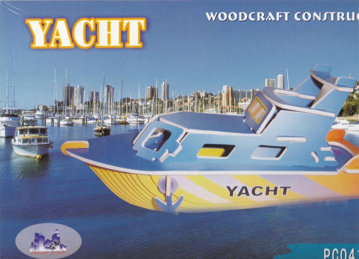 3D Puzzel Bouwpakket Jacht - hout - gekleurd