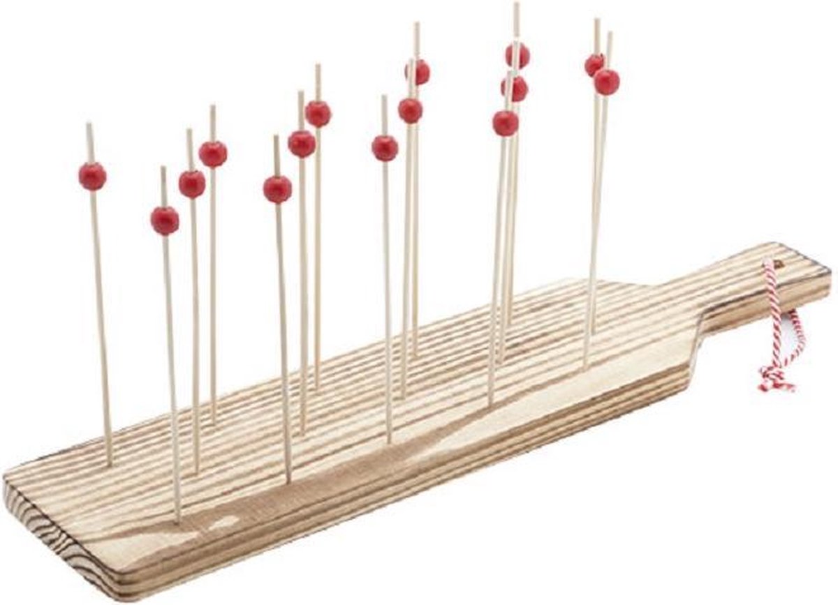 Aperoprikkerplankje - Incl 25 Prikkers - 40x9.5x3.8cm - Hout