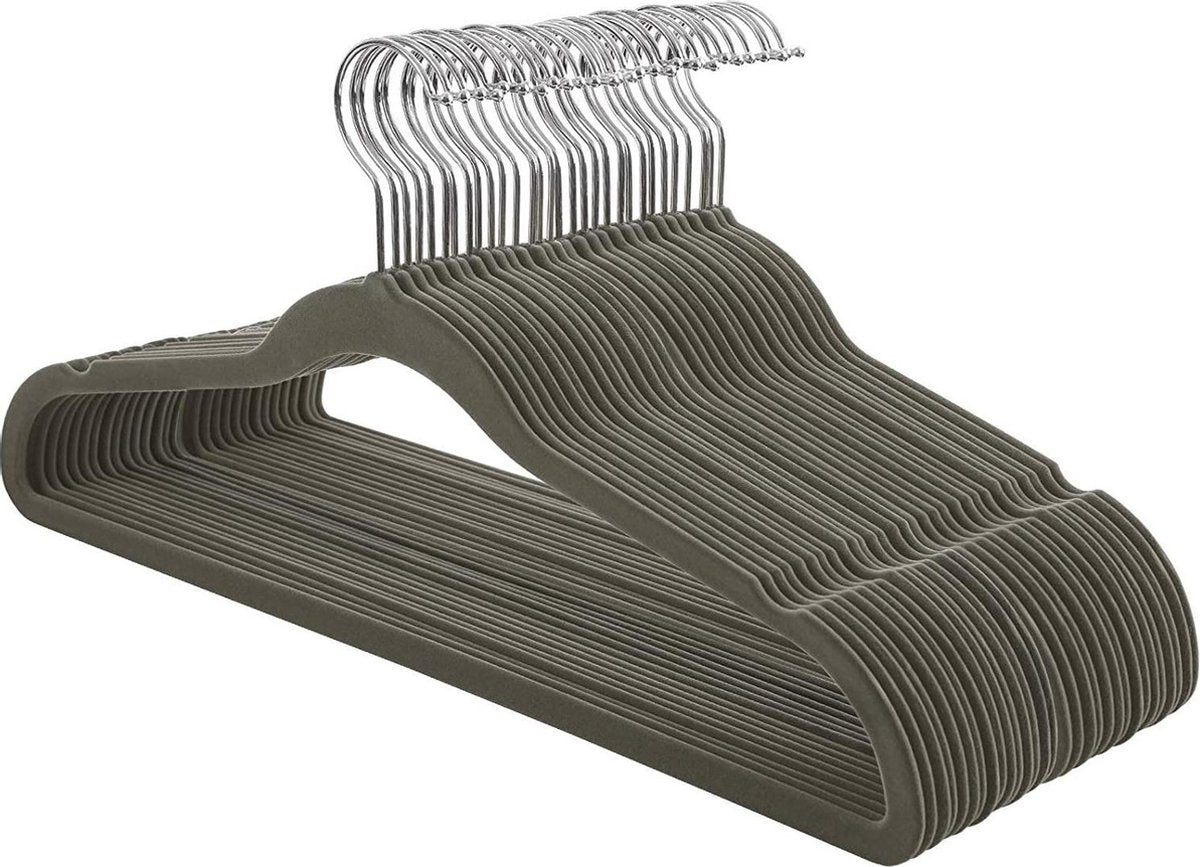 Nancy's Fluwelen Kledinghangers - Set Van 30 - Anti-Slip - Draaibare Haak - Jassen - Shirts - Grijs