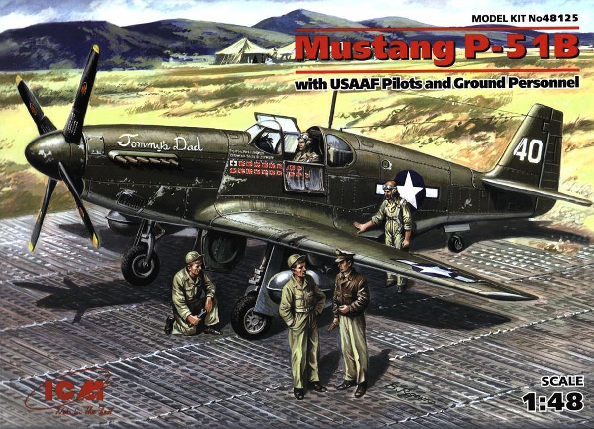 ICM Mustang P-51B with USAAF Pilots and Ground Personnel + Ammo by Mig lijm