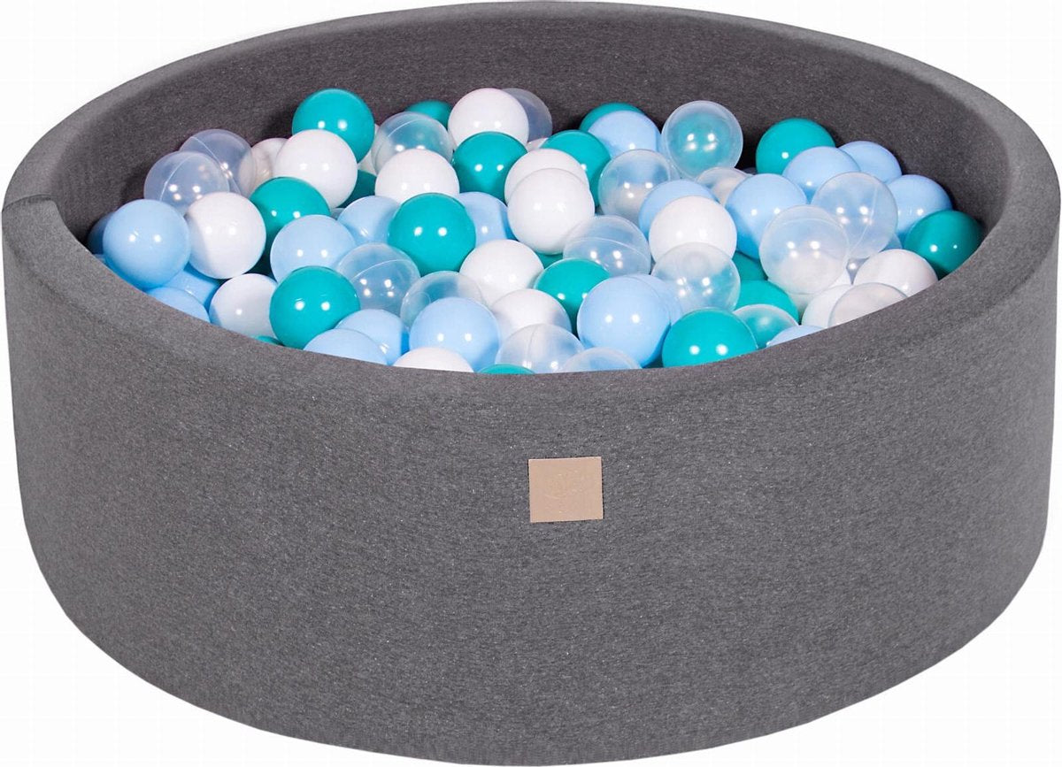 Ronde Ballenbak set incl 200 ballen 90x30cm - Donker Grijs: Wit