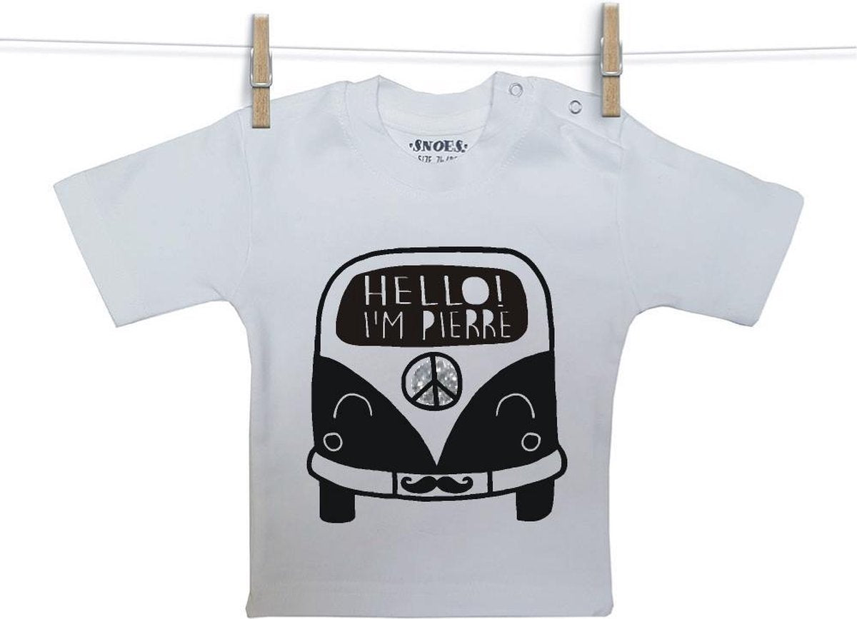 Baby Shirt wit korte mouw Snoes Bus Pierre geper 50/56