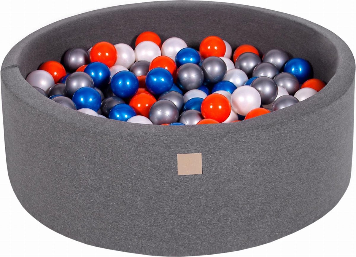 Ronde Ballenbak set incl 200 ballen 90x30cm - Donker Grijs: Pearl Blauw
