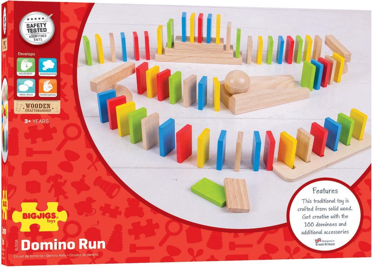 Houten Dominoset 108 Delig - Meerkleurig - Dominostenen