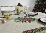 Tafelkleed - luxe gobelin - Christmas Flowers - Kerst - Vierkant 100 x 100 cm