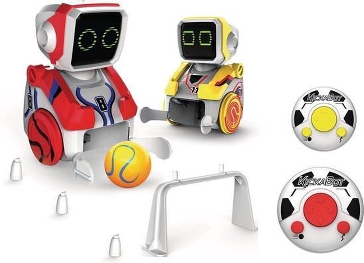 Silverlit Kickabot Duo - Duopack Robot - Rood - Geel - 3 in 1 Game Edition - Football - Bowling - Collector Race