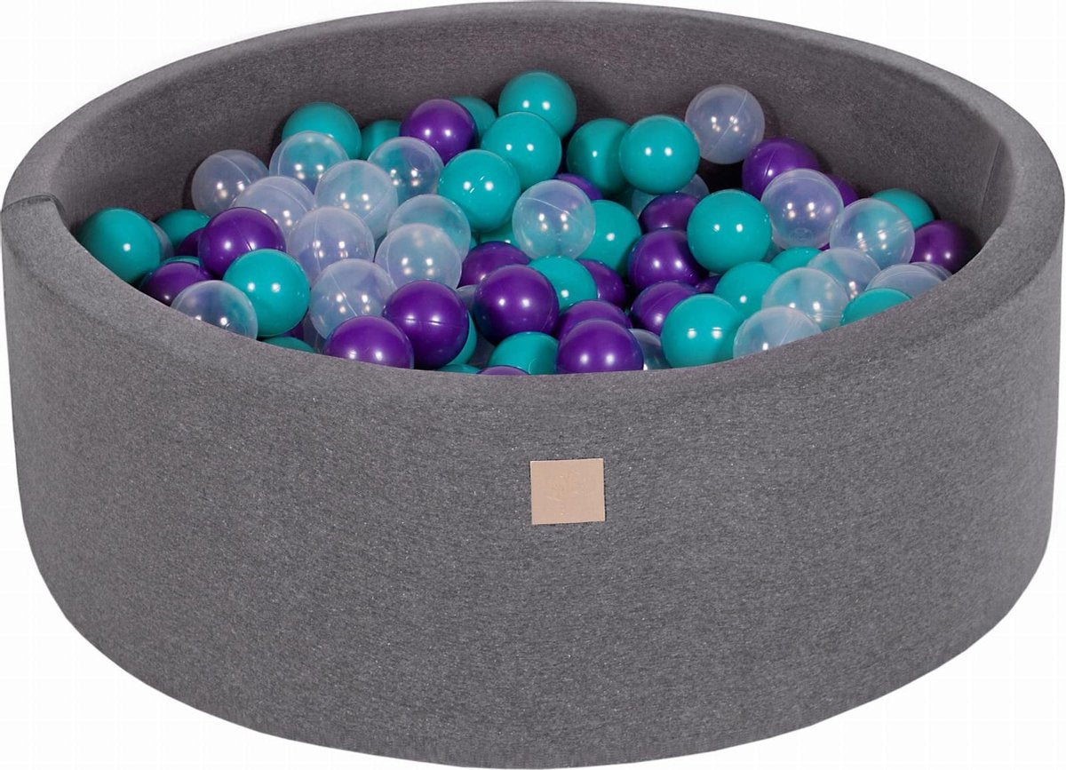 Ronde Ballenbak set incl 200 ballen 90x30cm - Donker grijs: Turquoise