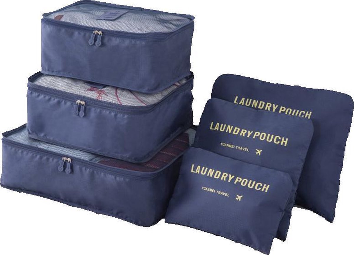 O'DADDY packing cubes - 6 delig bagage organizer - donker blauw