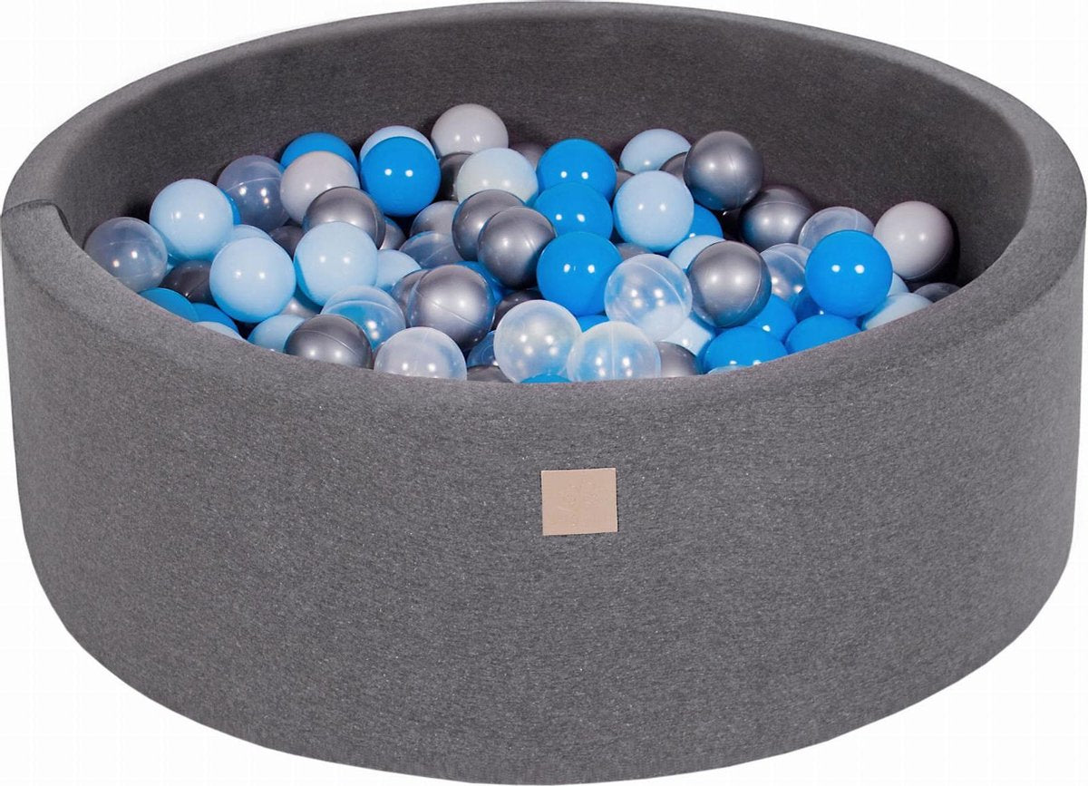 Ronde Ballenbak set incl 200 ballen 90x30cm - Donker Grijs: Blauw