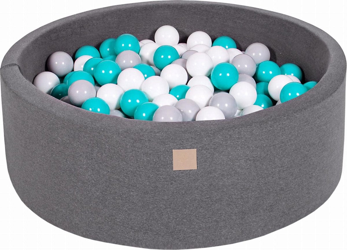 Ronde Ballenbak set incl 200 ballen 90x30cm - Donker Grijs: Wit