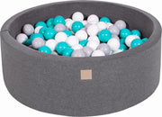 Ronde Ballenbak set incl 200 ballen 90x30cm - Donker Grijs: Wit