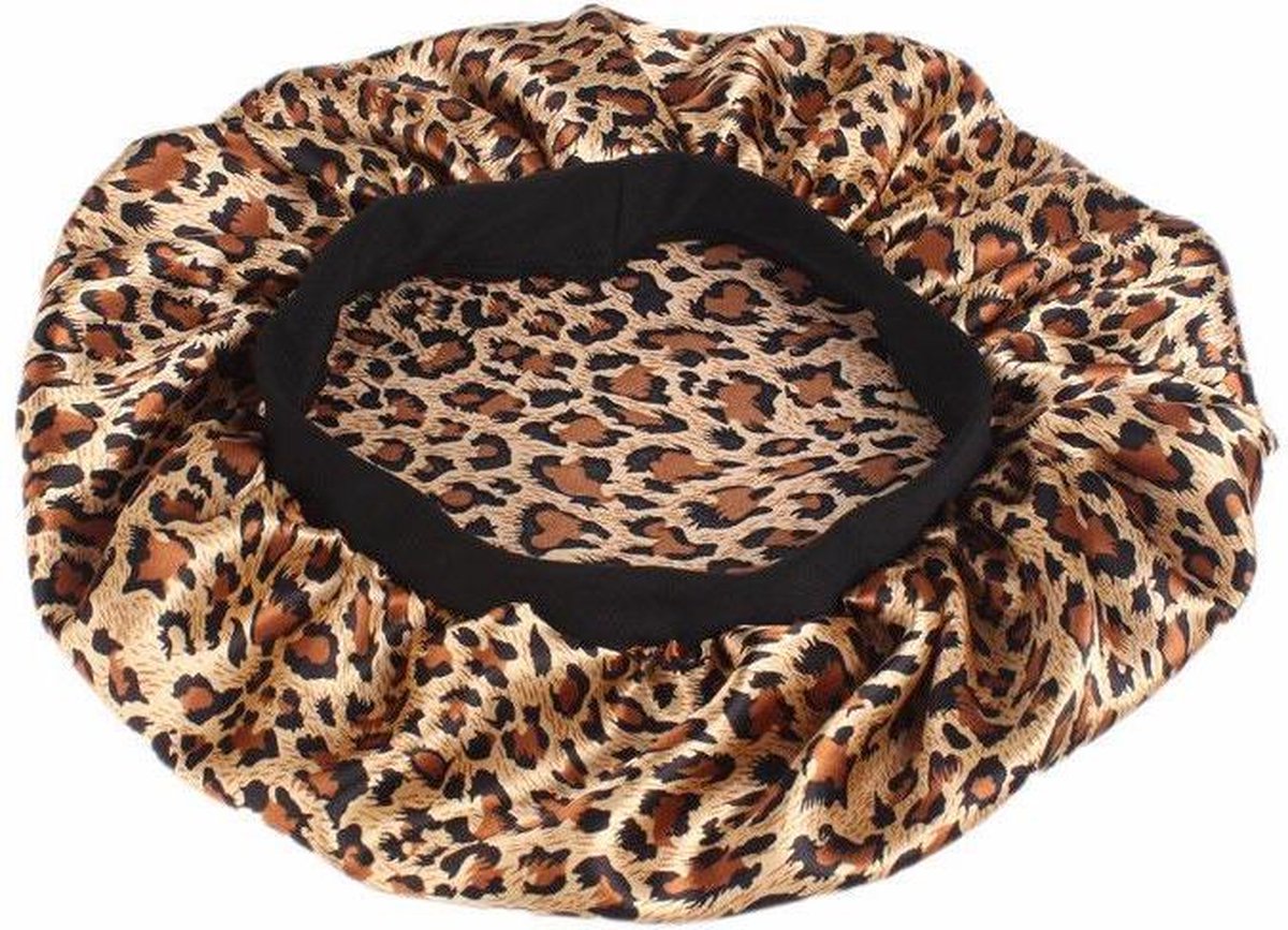 Afabs® Leopard print Satijnen Slaapmuts / Hair Bonnet / Haar bonnet van Satijn / Satin bonnet / Afro nachtmuts voor slapen